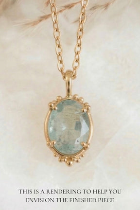 Moss Aquamarine Small Caviar Pendant