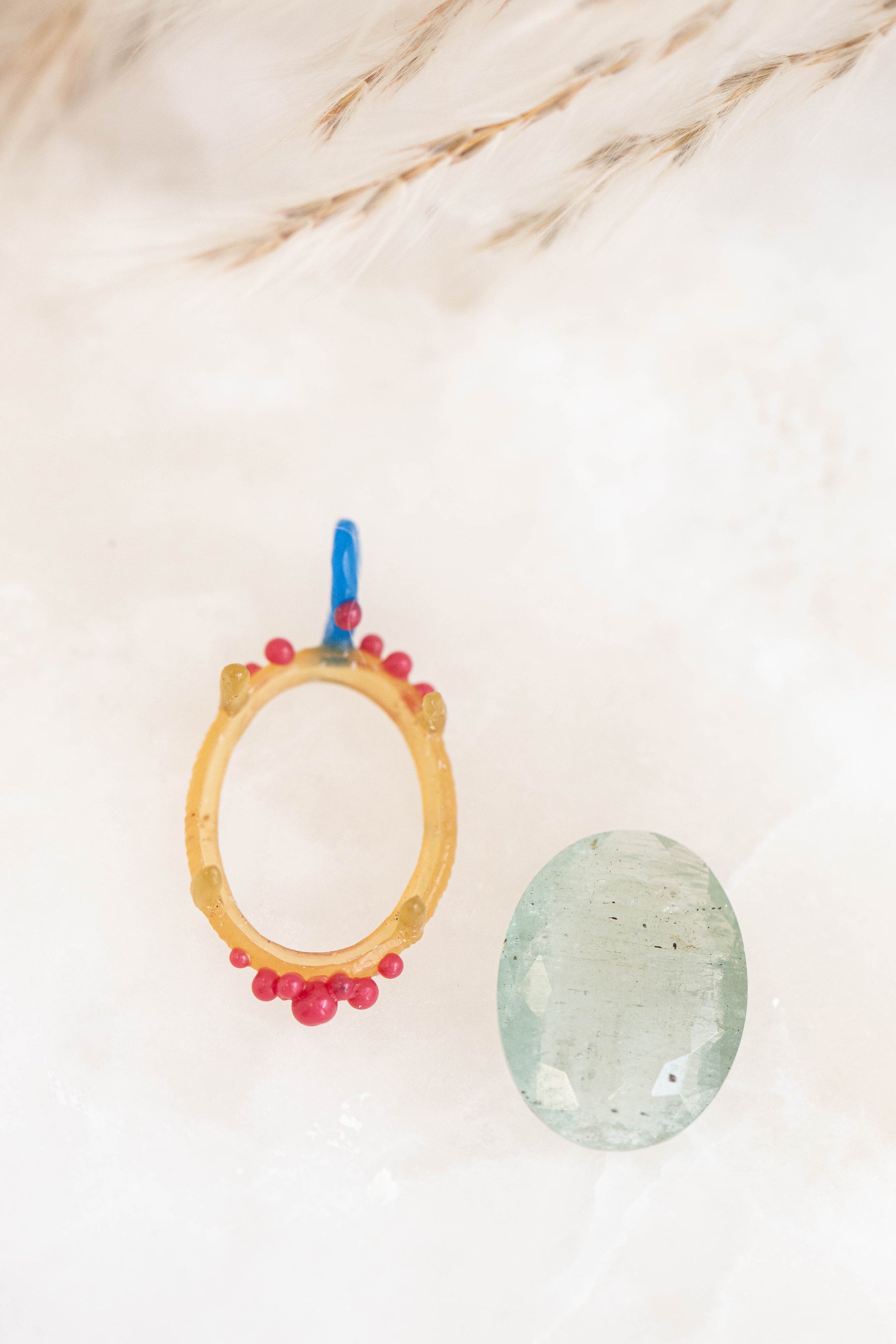 Moss Aquamarine Small Caviar Pendant
