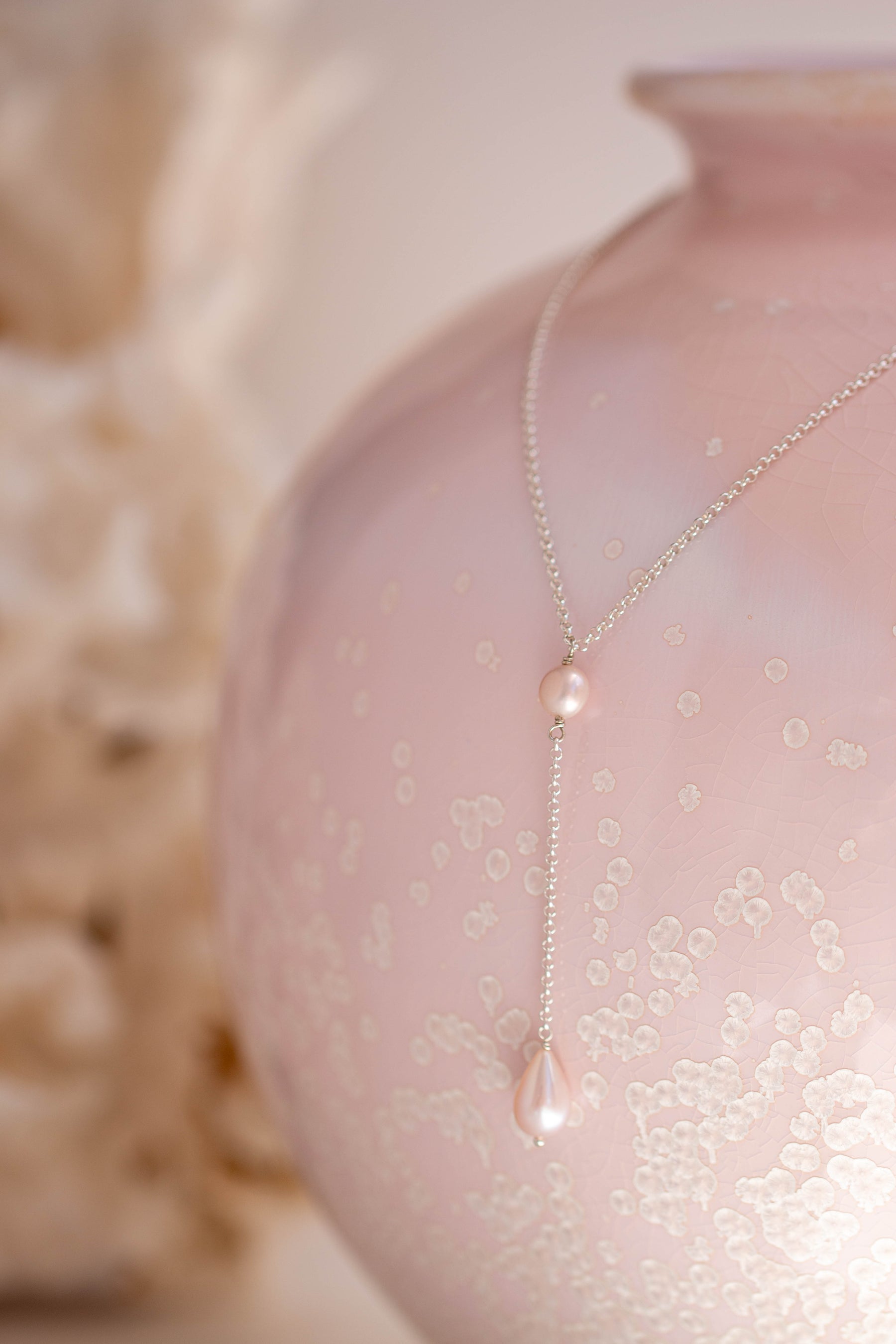Pearl ~ Peach Drop Necklace