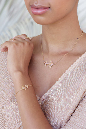 Nautical ~ Anchor (Small) Inline Bracelet in Gold