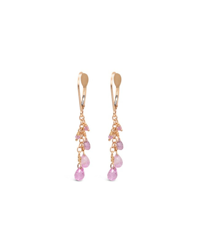Tide Pool ~ Gem Gold Dangle Earring w/ Pink Sapphires