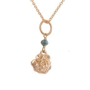 Tide Pool ~ Textured Small Gem Gold Pendant w/ Blue Diamond