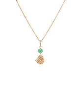 Tide Pool ~ Textured Small Gem Yellow Gold Pendant w/ Chalcedony (Green)