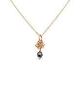 Tide Pool ~ Textured Small Gem Gold Pendant w/ Pearl (Peacock)