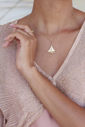 Nautical ~ Dinghy Pendant in Solid Gold - Alexandra Mosher Studio Jewellery Bermuda Fine