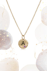 Love Letters ~ Round Personalised Monogram Diamond / Birthstone Pendant in Gold