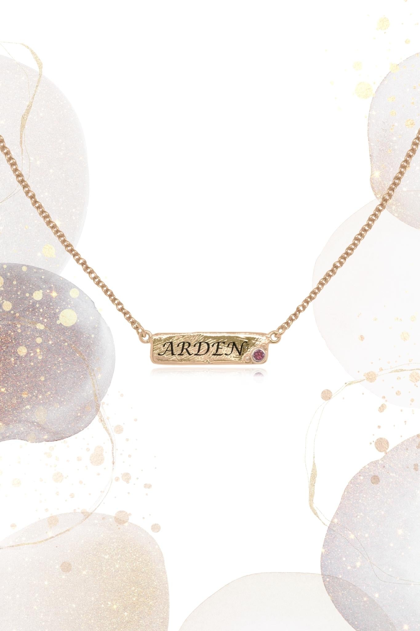 Love Letters ~ Inline Personalised Birthstone Bar Necklace in Gold