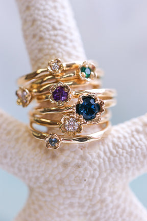 Two Birthstones Ring Stack – Quad Espresso Jewelry