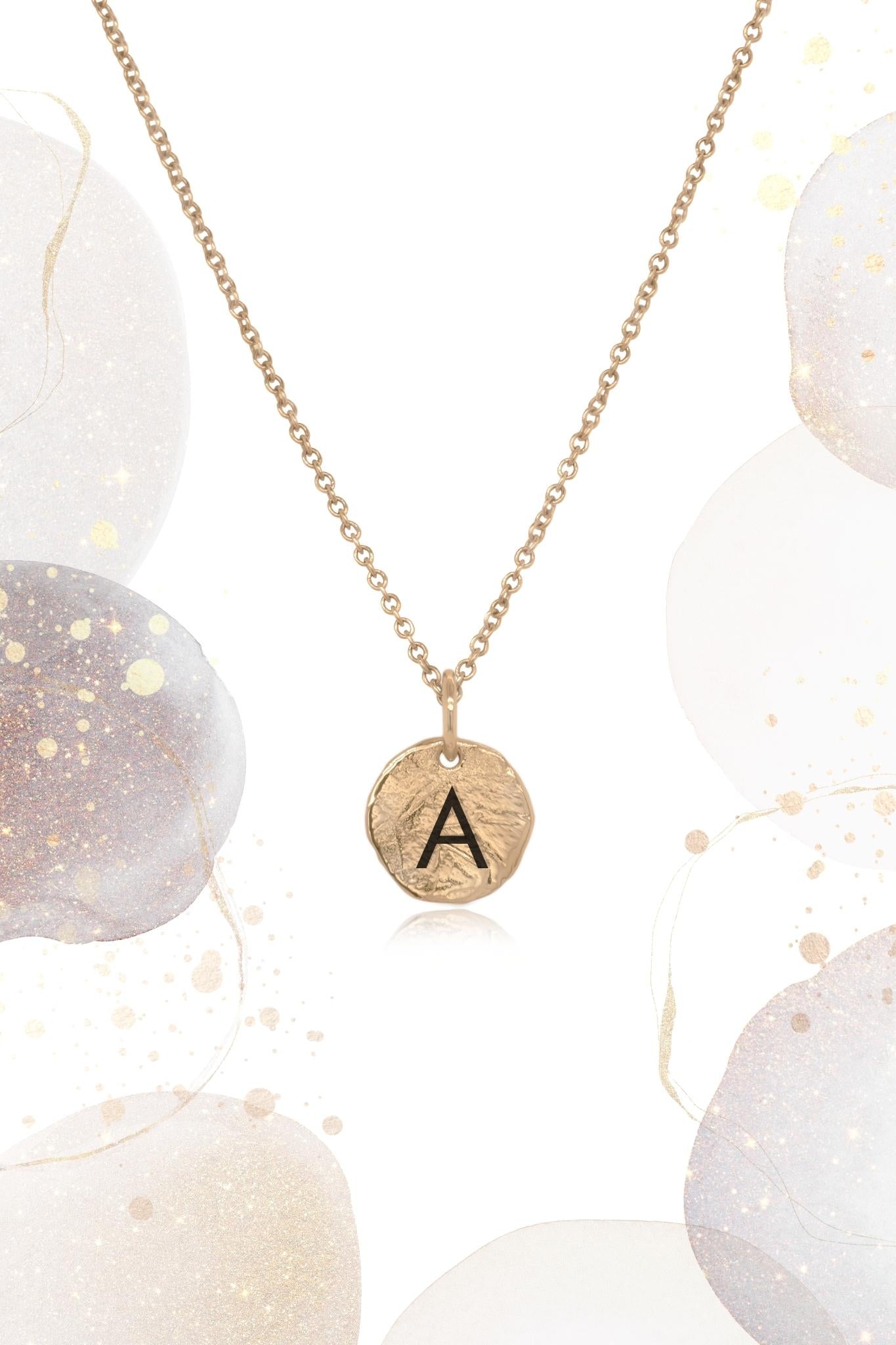 Love Letters ~ Round Personalised Monogram Pendant in Gold