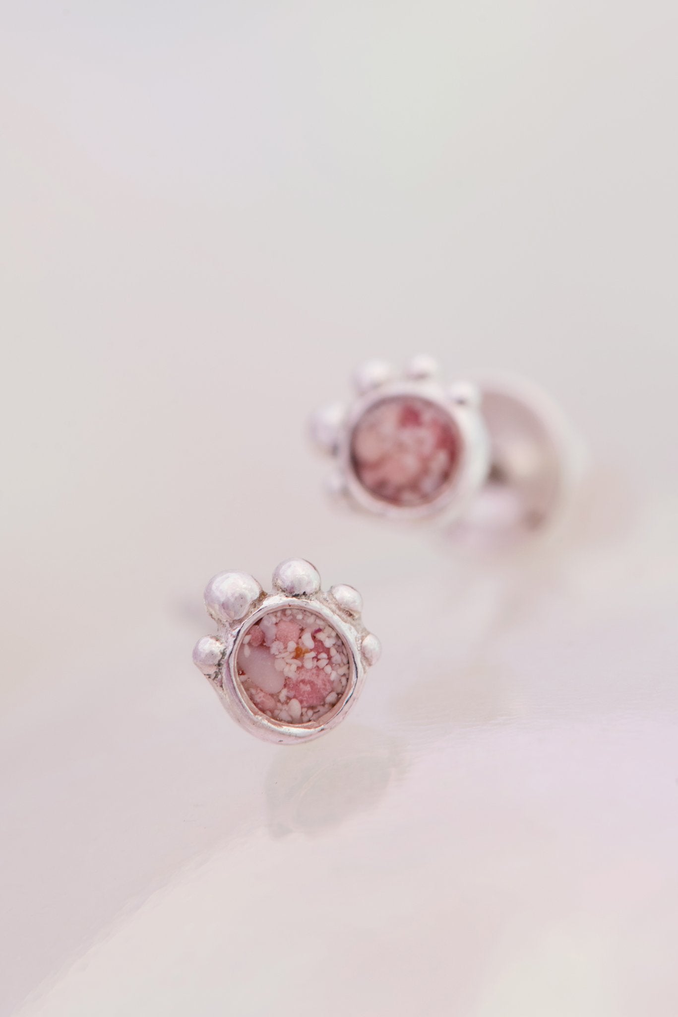 Coral Caviar ~ Tiny Stud Earrings - Alexandra Mosher Studio Jewellery Bermuda Fine