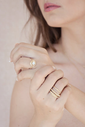 Caviar ~ Half Texture Ring in Gold - Alexandra Mosher Studio Jewellery Bermuda Fine