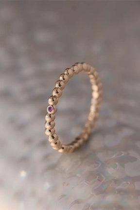 Caviar ~ Single Birthstone Gold Ring