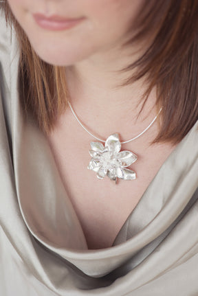 Flora ~ Double Fantasy Flower Pendant - Alexandra Mosher Studio Jewellery Bermuda Fine