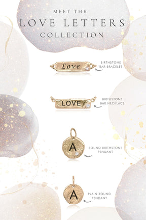 Love Letters ~ Inline Personalised Birthstone Bar Bracelet in Gold