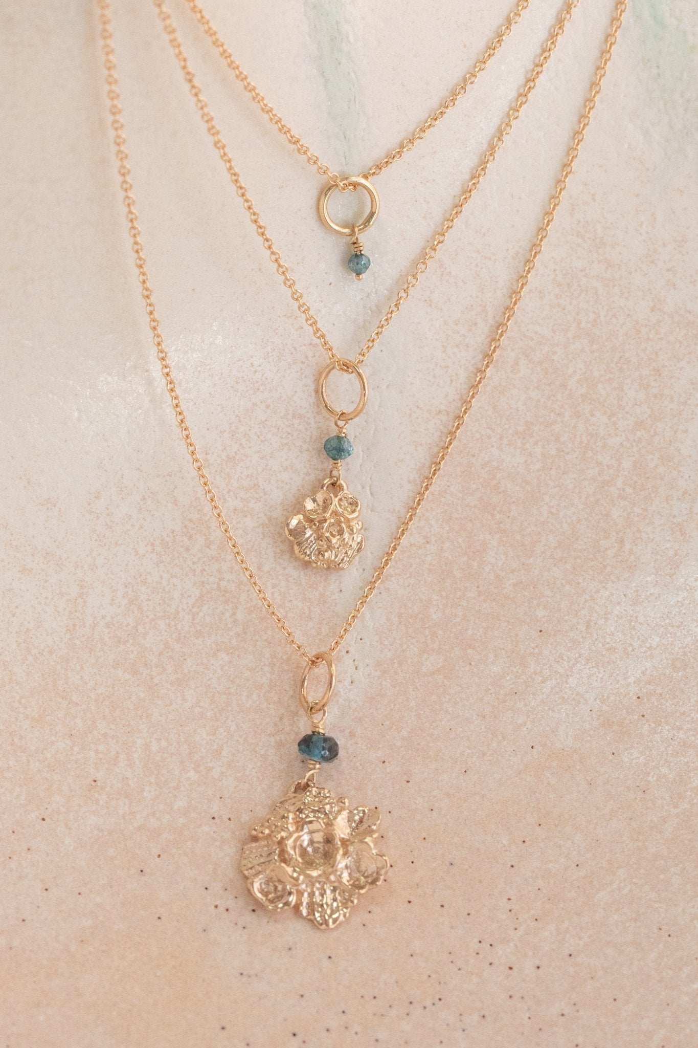Tide Pool ~ Textured Small Gem Gold Pendant w/ Diamond - Alexandra Mosher Studio Jewellery Bermuda Fine