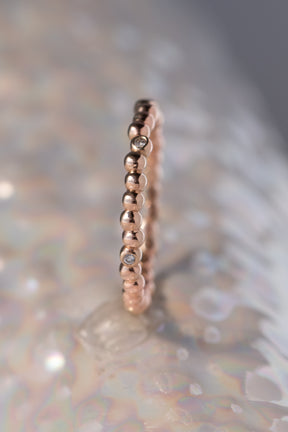 Caviar Bands ~ Five Diamond Gold Ring