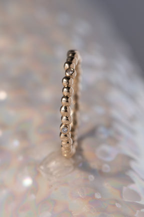 Caviar Bands ~ Five Diamond Gold Ring