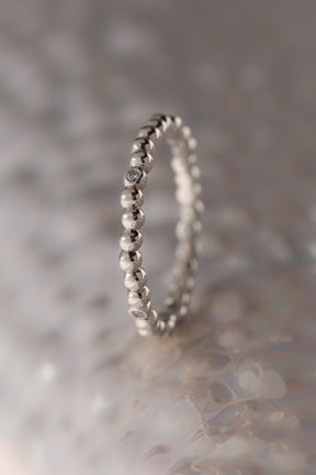 Caviar Bands ~ Five Diamond Gold Ring