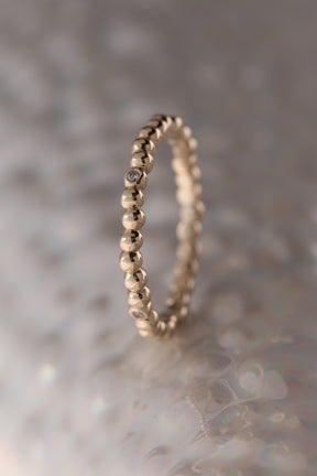Caviar Bands ~ Five Diamond Gold Ring