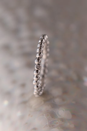 Caviar Bands ~ One Diamond Gold Ring