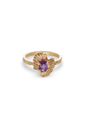 One of a Kind ~ Oval Starburst Shell Moss Textured Ring in Yellow Gold - Alexandra Mosher Studio Jewellery Bermuda Fine