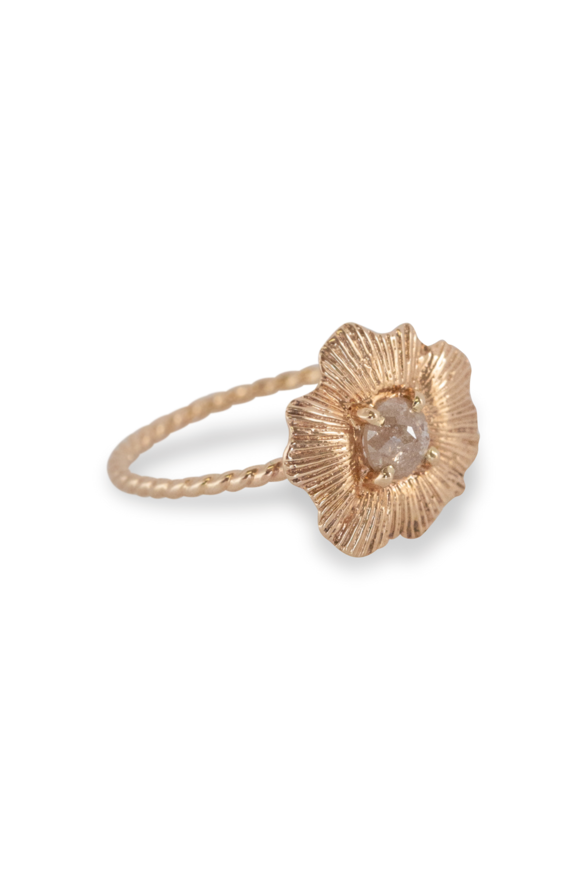 One of a Kind ~ Round Starburst Shell Ring in Yellow Gold - Alexandra Mosher Studio Jewellery Bermuda Fine