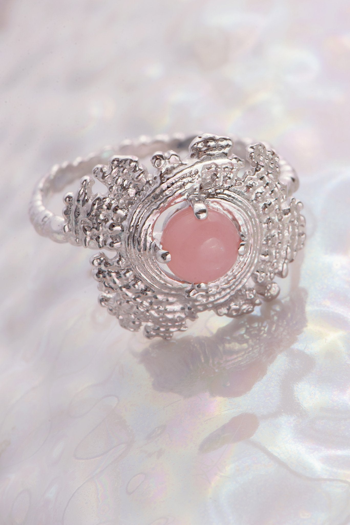 One of a Kind ~ Large Bubble Shell Ring in White Gold - Alexandra Mosher Studio Jewellery Bermuda Fine
