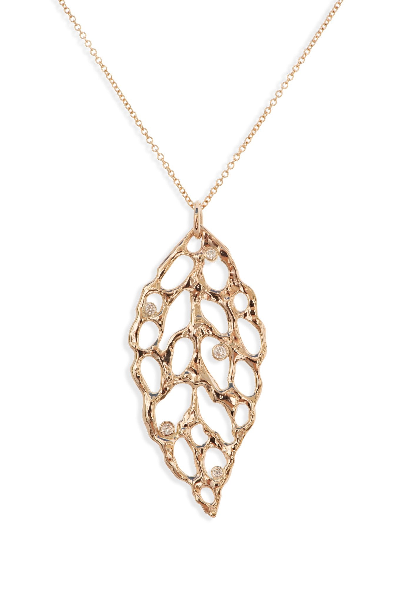 Lace ~ Large Diamond Pendant 14K Yellow Gold - Alexandra Mosher Studio Jewellery Bermuda Fine