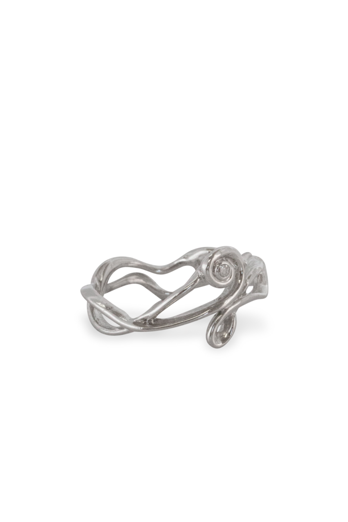 One of a Kind ~ Melt Twirl Gem Ring in White Gold - Alexandra Mosher Studio Jewellery Bermuda Fine