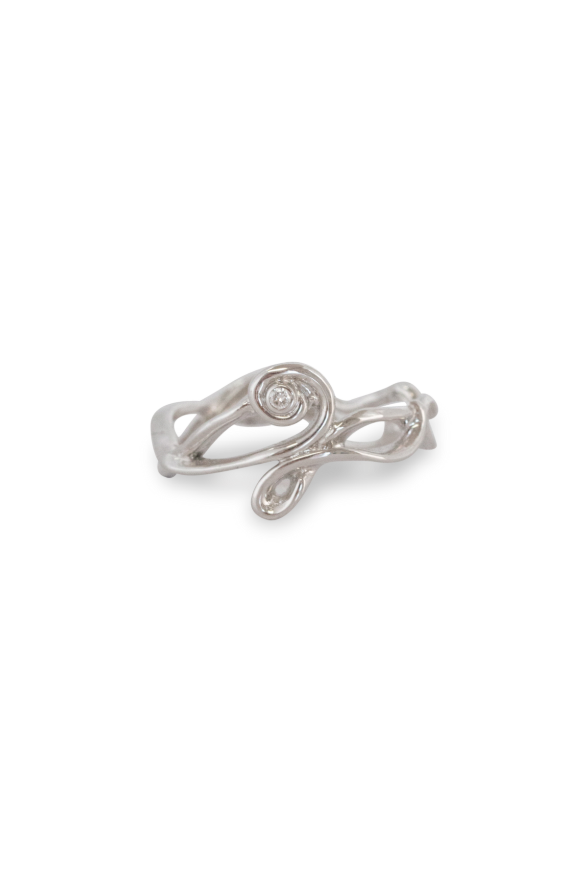 One of a Kind ~ Melt Twirl Gem Ring in White Gold - Alexandra Mosher Studio Jewellery Bermuda Fine