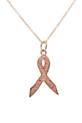 Splash ~ Breast Cancer Ribbon Pendant in Gold - Alexandra Mosher Studio Jewellery Bermuda Fine