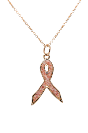 Splash ~ Breast Cancer Ribbon Pendant in Gold - Alexandra Mosher Studio Jewellery Bermuda Fine