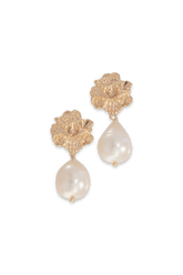Tide Pool ~ Textured Large Gem Gold Stud Earrings w/ Fresh Water Pearl - Alexandra Mosher Studio Jewellery Bermuda Fine